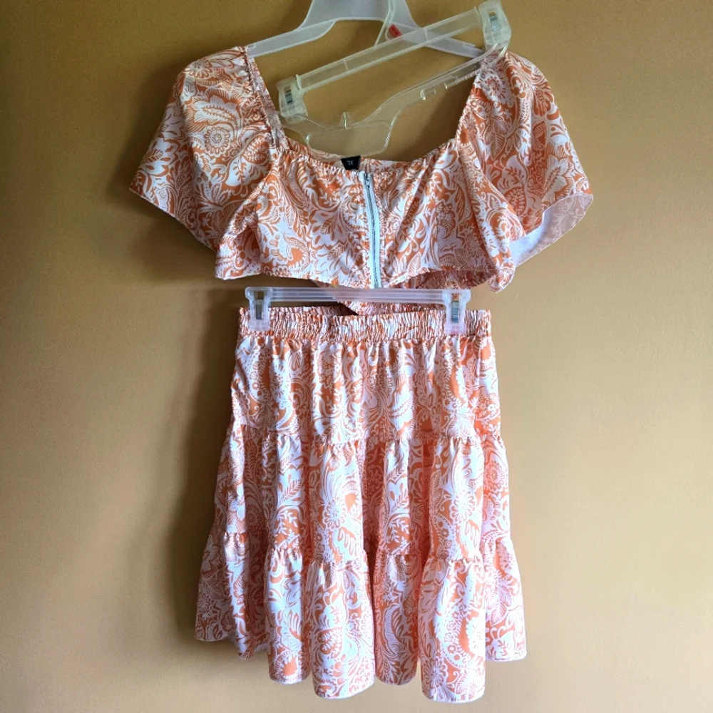 Shein Floral Print Cut Out Ruffle Hem Dress, M - Picture 4 of 5